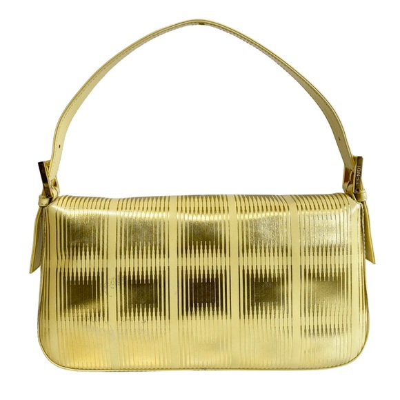 Auth RARE Fendi Metallic Gold Baguette LIMITED EDITION vintage Shoulder Bag - Picture 5 of 11